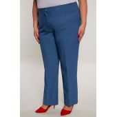 Lniane spodnie plus size w kant w niebieskim kolorze