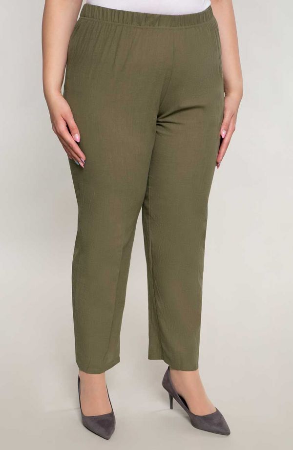 Bawełniane spodnie plus size w oliwkowym kolorze