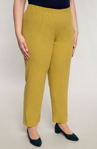 Bawełniane spodnie plus size w zielonym kolorze
