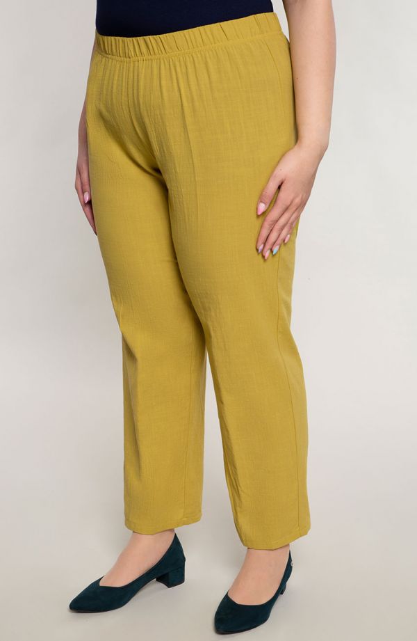 Bawełniane spodnie plus size w zielonym kolorze