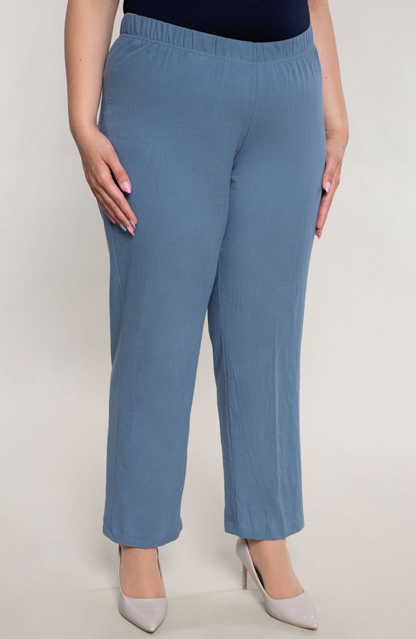 Bawełniane spodnie plus size w niebieskim kolorze