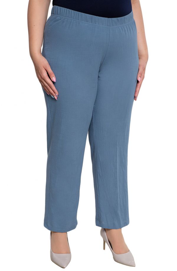Bawełniane spodnie plus size w niebieskim kolorze