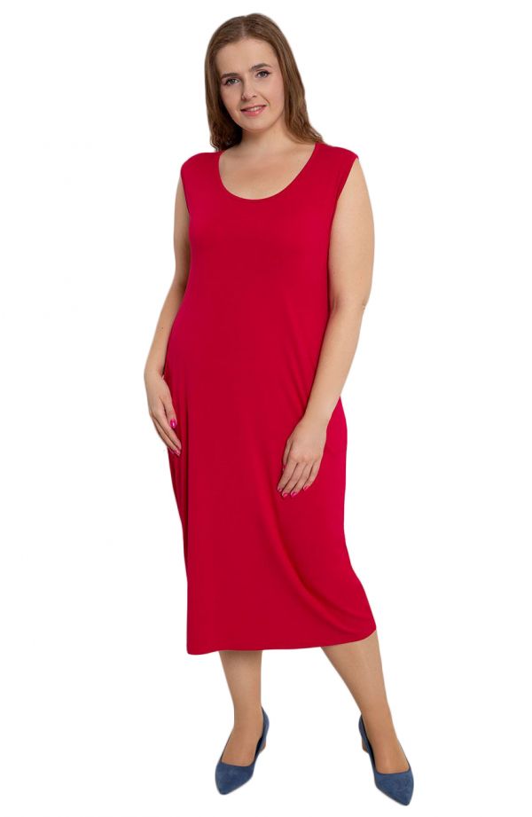 Gładka prosta sukienka w kolorze czerwieni