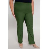 Dłuższe proste spodnie plus size dla puszystych w kolorze oliwki