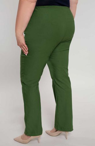 Dłuższe proste spodnie w kolorze oliwki