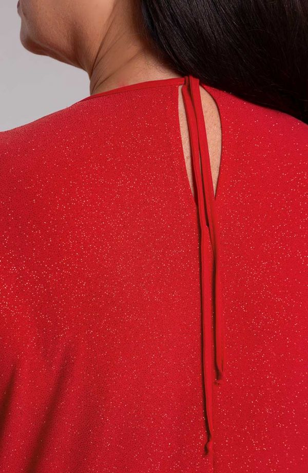Brokatowa czerwona tunika z szyfonem